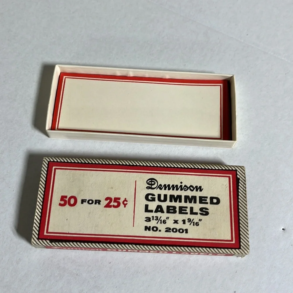 Dennison gummed labels - 13 labels in box